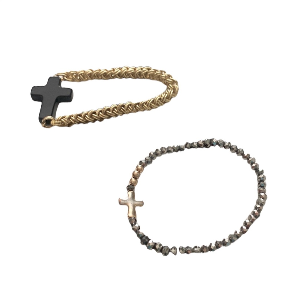 Set of 2 Cross Elastic Bracelets